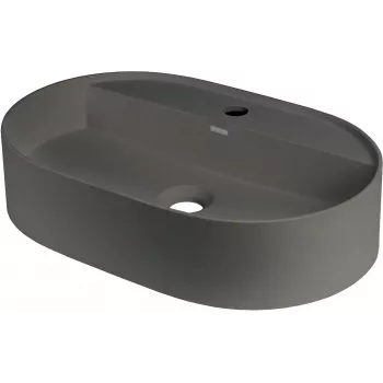 DEANTE Lavatório de granito com ilha de torneira - Oval - Cinzento antracite