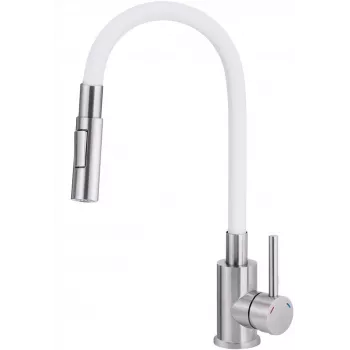 Misturadora de cozinha DEANTE com bica curva - 2 tipos de jato, cromada, monocomando, bica giratória extensível, latão