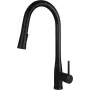 DEANTE torneira de cozinha com bica extensível, compósito de granito preto, montagem à superfície de um furo, latão, jato pulverizador de 2 funções