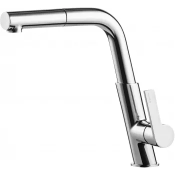 Torneira de cozinha com bica extensível, Cromado, misturadora monocomando, Latão, instalação de 1 furo, rotação 360°, 7 anos de garantia