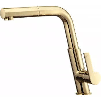 Torneira de cozinha DEANTE com bica extensível, cromada, misturadora monocomando, latão, série Hiacynt