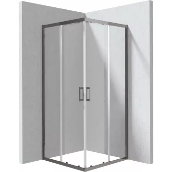 DEANTE Base de duche quadrada 80x80 cm com portas de correr duplas, moldura cromada