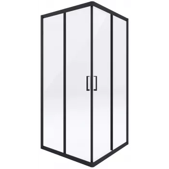DEANTE Base de duche de canto 90 cm, Preto mate, Portas de correr duplas
