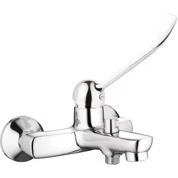 Misturadora de banho de parede DEANTE com manípulo clínico, cromada, latão, monocomando, distância de ligação 150 mm, com conjunto de duche