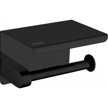 DEANTE porta-rolos de papel higiénico de parede com prateleira - preto mate, aço com revestimento em pó, Osimo Series