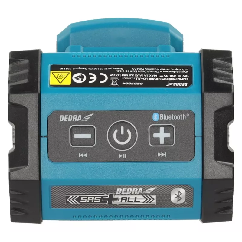 Coluna Bluetooth portátil DEDRA DED7004 20W azul IPX5 TWS FM USB-C