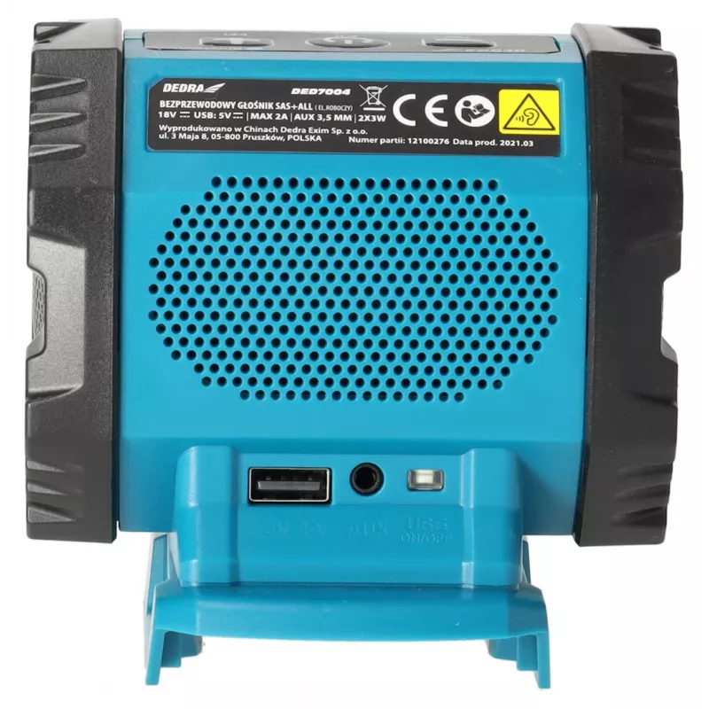 Coluna Bluetooth portátil DEDRA DED7004 20W azul IPX5 TWS FM USB-C