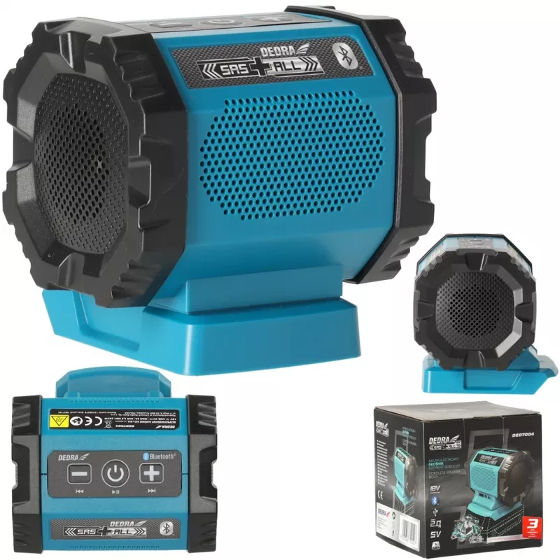 Coluna Bluetooth portátil DEDRA DED7004 20W azul IPX5 TWS FM USB-C
