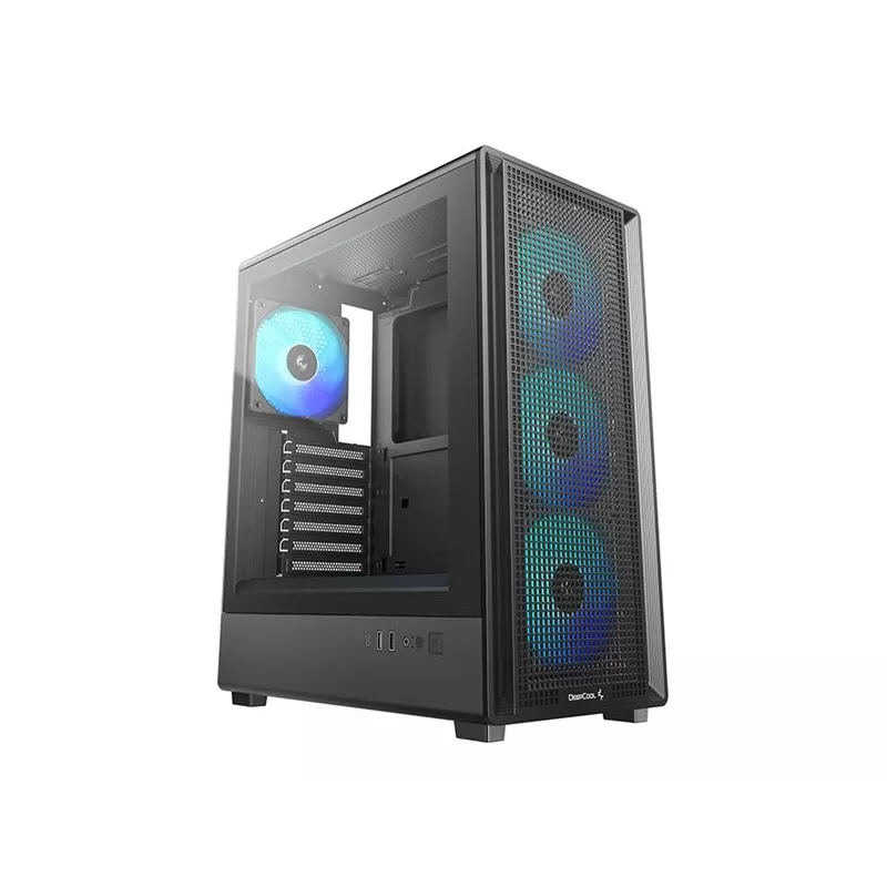 Caixa Mid-Tower Deepcool CC550 4F, 4 ventoinhas LED 120mm, vidro temperado, preta