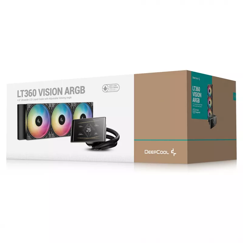Refrigeração líquida AIO DeepCool LT360 VISION ARGB, 360 mm, preto