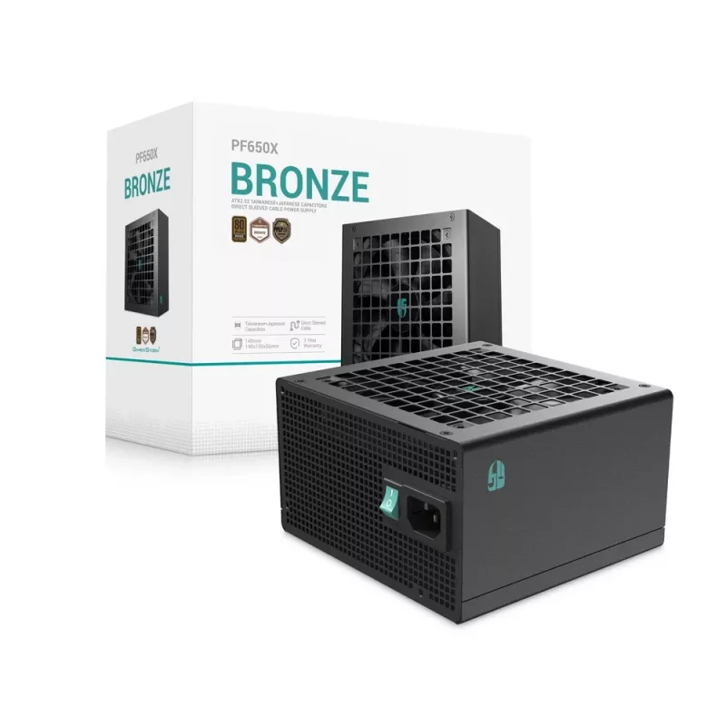 Fonte de alimentação Deepcool PF650X 650W 80 PLUS Bronze, preto