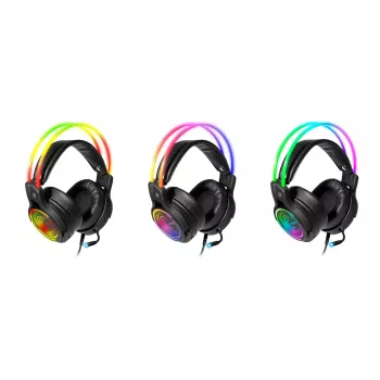 Auscultadores gaming Defender COSMO PRO 7.1 Virtual Sound com retroiluminação USB RGB e microfone