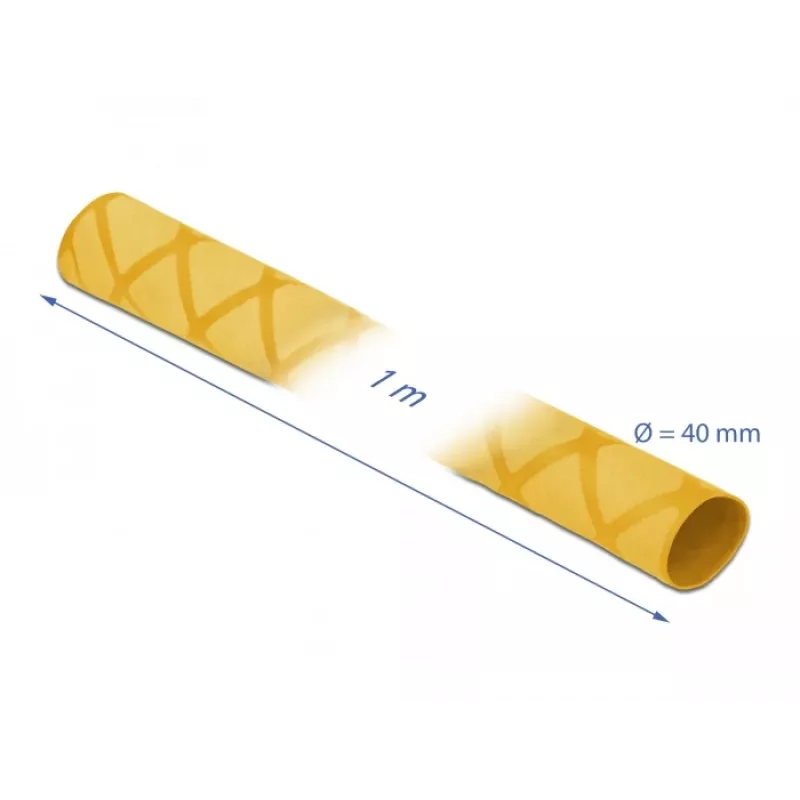 Delock 19605 Tubo termorretrátil, padrão X antiderrapante, 1 m x 40 mm, amarelo