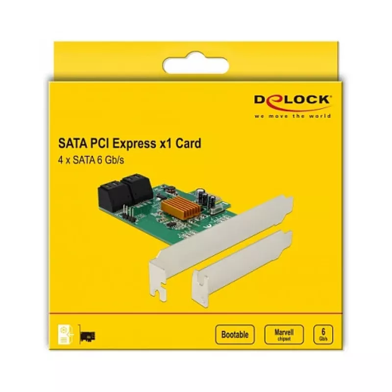 DeLOCK Placa controladora SATA 6Gb/s PCIe 2.0 x1 de 4 portas com Marvell 88SE9215