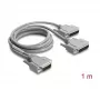 Adaptador Delock cabo em Y série RS-232 LFH D-Sub HD 60 pinos macho para 2x D-Sub 25 pinos macho, 1 m, cinzento