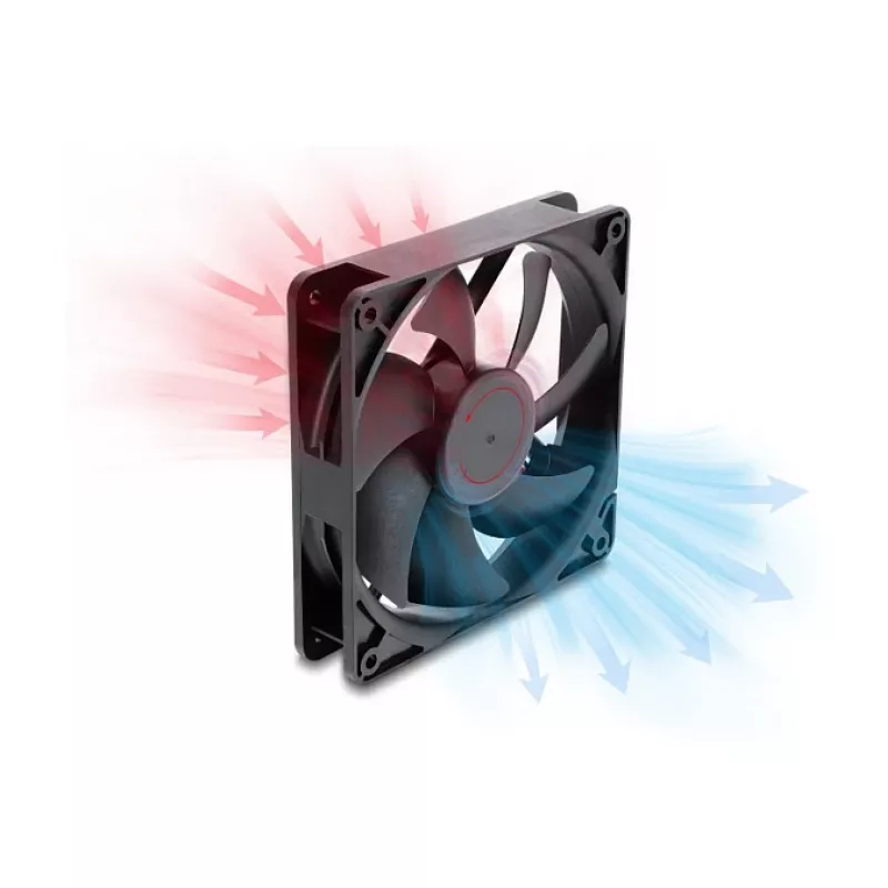 Ventoinha axial Delock 48 V DC 120 x 120 x 25 mm ficha de 2 pinos preta