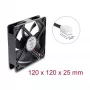 Ventoinha axial Delock 48 V DC 120 x 120 x 25 mm ficha de 2 pinos preta
