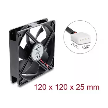 Delock Ventoinha axial 48 V DC, 120 x 120 x 25 mm, PWM de 4 pinos, preto