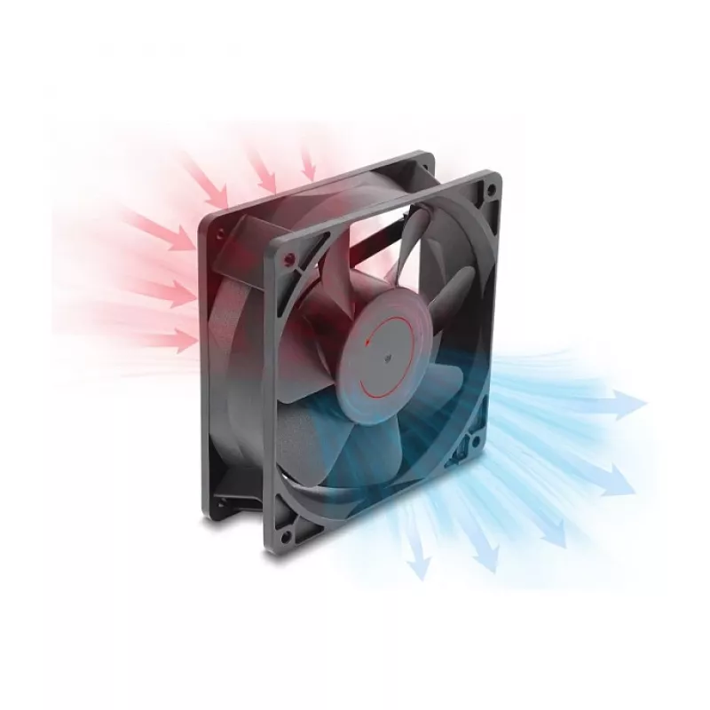 Ventoinha axial Delock 48 V DC, 120 x 120 x 38 mm com conector de ventoinha de 2 pinos, preto
