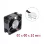 Delock Ventoinha axial 48 V DC, 60 x 60 x 25 mm com conector de ventoinha PWM de 4 pinos, preto