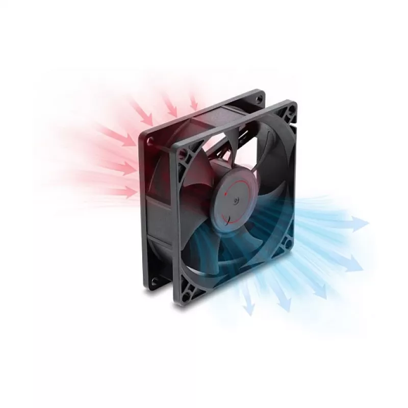 Ventoinha axial Delock 48 V DC, 80 x 80 x 25 mm, ficha de 2 pinos, preto