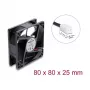 Ventoinha axial Delock 48 V DC, 80 x 80 x 25 mm, ficha de 2 pinos, preto