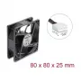 Ventoinha axial Delock 48 V DC, 80 x 80 x 25 mm com ligação PWM de 4 pinos, preto
