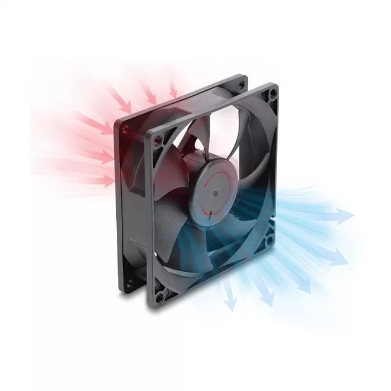 Ventoinha axial Delock 48 V DC 92x92x25 mm 4 pinos PWM (67452), preto