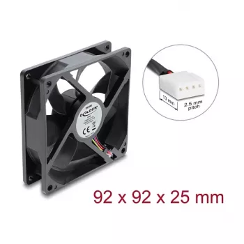 Ventoinha axial Delock 48 V DC 92x92x25 mm 4 pinos PWM (67452), preto