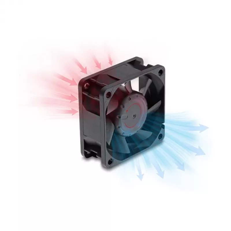 Ventilador axial Delock 48V DC 60x60x25mm com ficha de 2 pinos preto