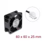 Ventilador axial Delock 48V DC 60x60x25mm com ficha de 2 pinos preto