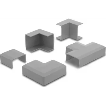 Conetor de calha porta-cabos Delock para calha de 40 x 19 mm, conjunto de 5 peças, cinzento 22110
