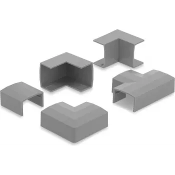 Conetor de calha porta-cabos Delock para calha de 24 x 14 mm, conjunto de 5 peças, cinzento 22095