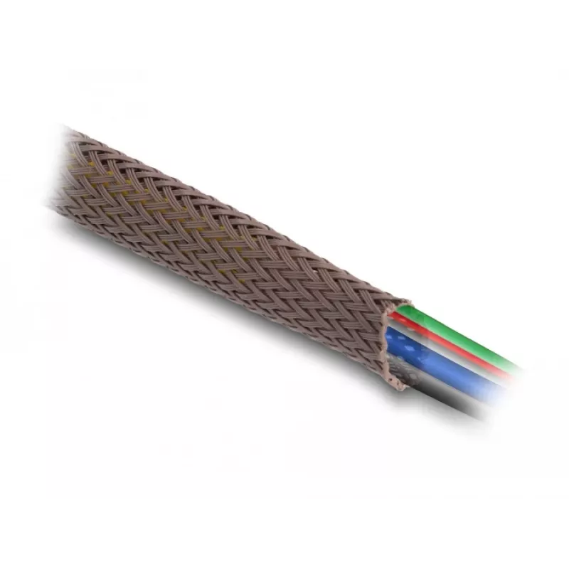 Tubo de gestão de cabos Delock, 12 mm, entrançado, resistente a roedores, extensível, 5 m, castanho