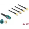 Delock Cabo Mini FAKRA Z fêmea Quad para 4 x SMA fêmea, 0,2 m (90283)