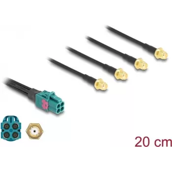 Delock Cabo Mini FAKRA Z fêmea Quad para 4 x SMA fêmea, 0,2 m (90283)