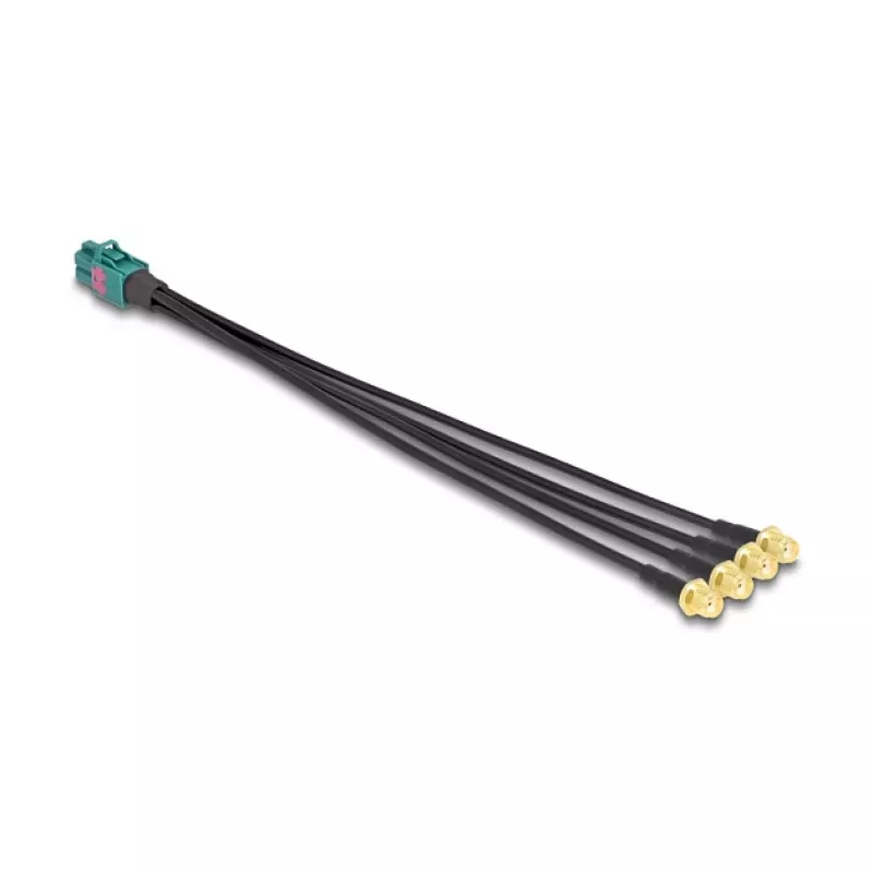 Delock Cabo Mini FAKRA Z fêmea Quad para 4 x SMA fêmea, 0,2 m (90283)