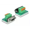 Delock Adaptador D-Sub 9 conector fêmea para bloco de terminais 6 pinos com parafusos prisioneiros e botão de pressão 66556