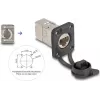 Delock conector fêmea RJ45 tipo D para embutir Cat.6A STP com ligação LSA e tampa de proteção IP66