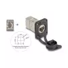 Delock conector fêmea RJ45 tipo D para embutir Cat.6A STP com ligação LSA e tampa de proteção IP66