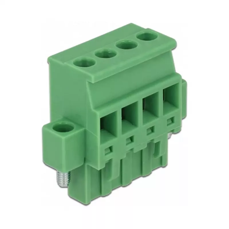Delock 65936 conjunto de bloco de terminais para calha DIN, 4 polos, bloqueio por parafuso, verde