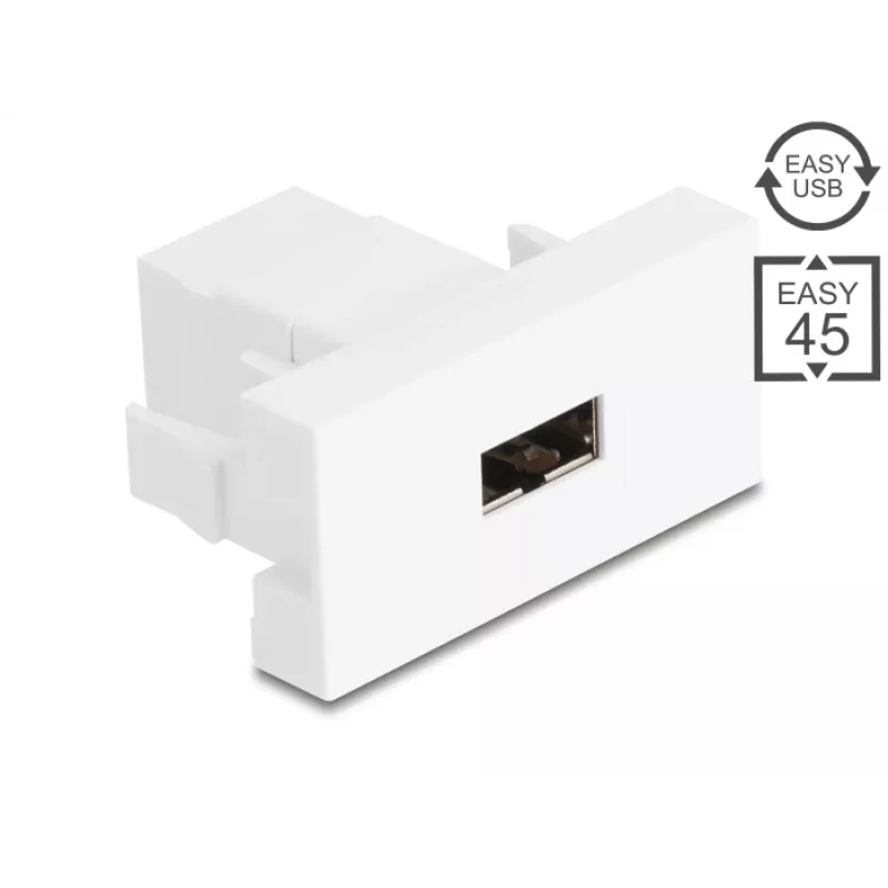 Delock Módulo Easy 45 EASY-USB 2.0 Type-A conector fêmea para EASY-USB Type-A conector fêmea branco 90866
