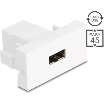 Delock Módulo Easy 45 EASY-USB 2.0 Type-A conector fêmea para EASY-USB Type-A conector fêmea branco 90866