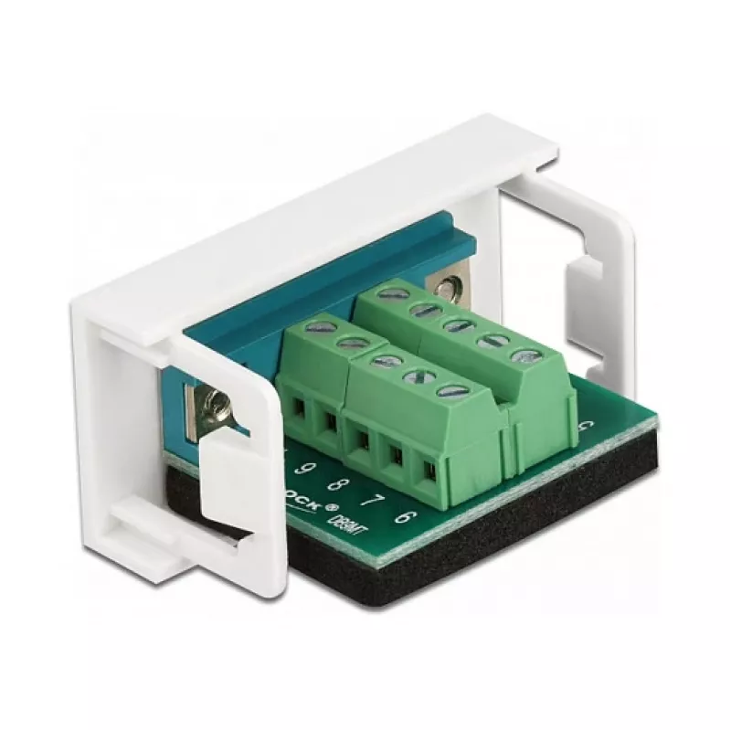 Módulo encaixável Delock Easy 45 D-Sub 9 polos macho para barra de terminais 10 polos, branco RAL 9003 81351