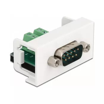Módulo encaixável Delock Easy 45 D-Sub 9 polos macho para barra de terminais 10 polos, branco RAL 9003 81351