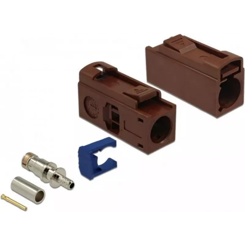 DeLOCK FAKRA F conector fêmea 25 mm (longo) para cravar - castanho-avelã, RAL 8011 89690