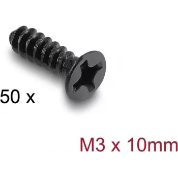 Delock conjunto de parafusos para ventoinha M3 x 10 mm, 50 unid., preto 60986