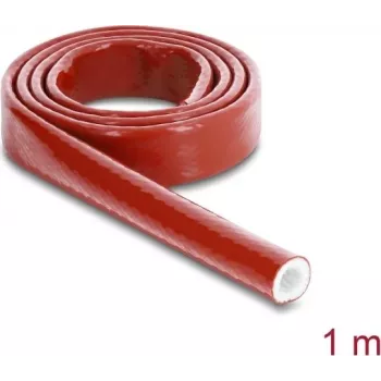 Delock Bainha de proteção em fibra de vidro com revestimento de silicone ignífugo 1 m x 10 mm Vermelho 19093