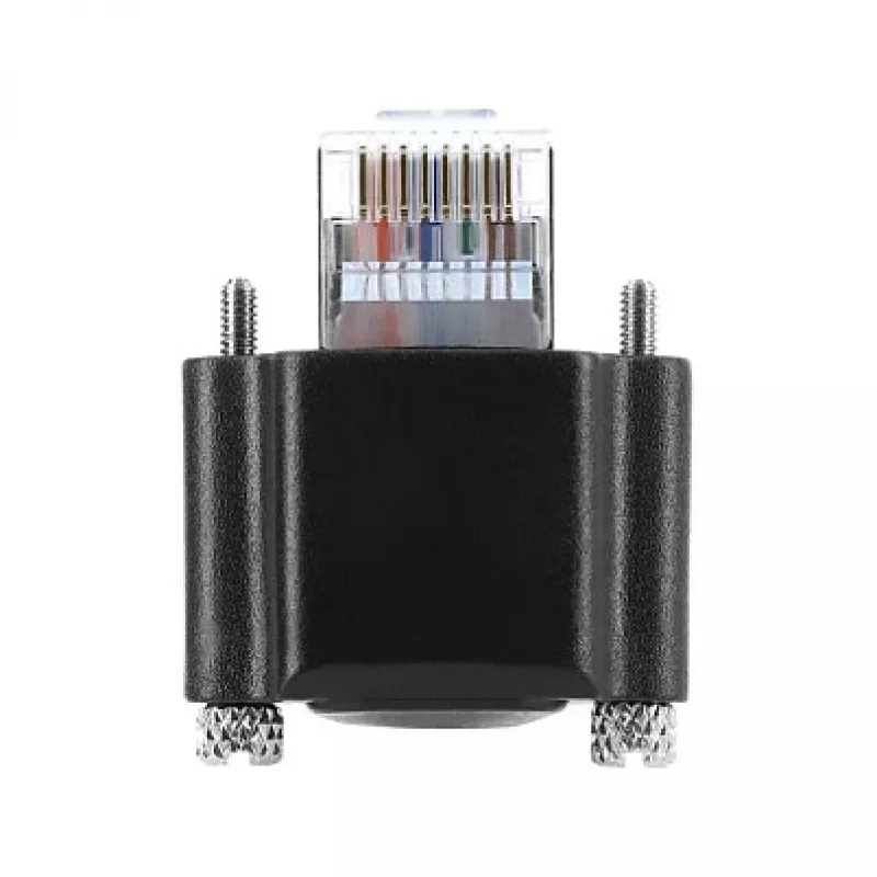 Cabo de câmara Delock GigE RJ45 angular 90° com parafusos para RJ45 Cat.6 S/FTP 10 m preto