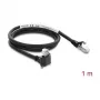 Cabo para câmara GigE Delock ficha RJ45 90° angular com parafusos, comprimento da ficha 28 mm para ficha RJ45 Cat.6 S/FTP 1 m preto
